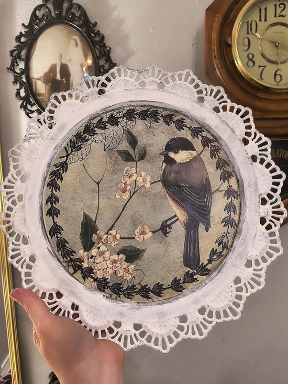 Vintage Bird Wall Plaque Pierced Metal Cottage Prairiecore Decor